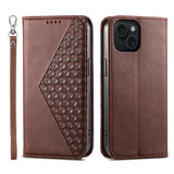 Cubic Grid Calf Texture Magnetic Leather Phone Case, For iPhone 16, For iPhone 15 Pro Max, For iPhone 15 Pro, For iPhone 15 Plus, For iPhone 15