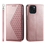Cubic Grid Calf Texture Magnetic Leather Phone Case, For iPhone 16, For iPhone 15 Pro Max, For iPhone 15 Pro, For iPhone 15 Plus, For iPhone 15