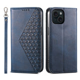 Cubic Grid Calf Texture Magnetic Leather Phone Case, For iPhone 16, For iPhone 15 Pro Max, For iPhone 15 Pro, For iPhone 15 Plus, For iPhone 15