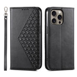 Cubic Grid Calf Texture Magnetic Leather Phone Case, For iPhone 17e / 16e, For iPhone 17 Pro Max, For iPhone 17 Pro, For iPhone 17, For iPhone Air, For iPhone 16 Pro Max, For iPhone 16 Pro, For iPhone 16 Plus