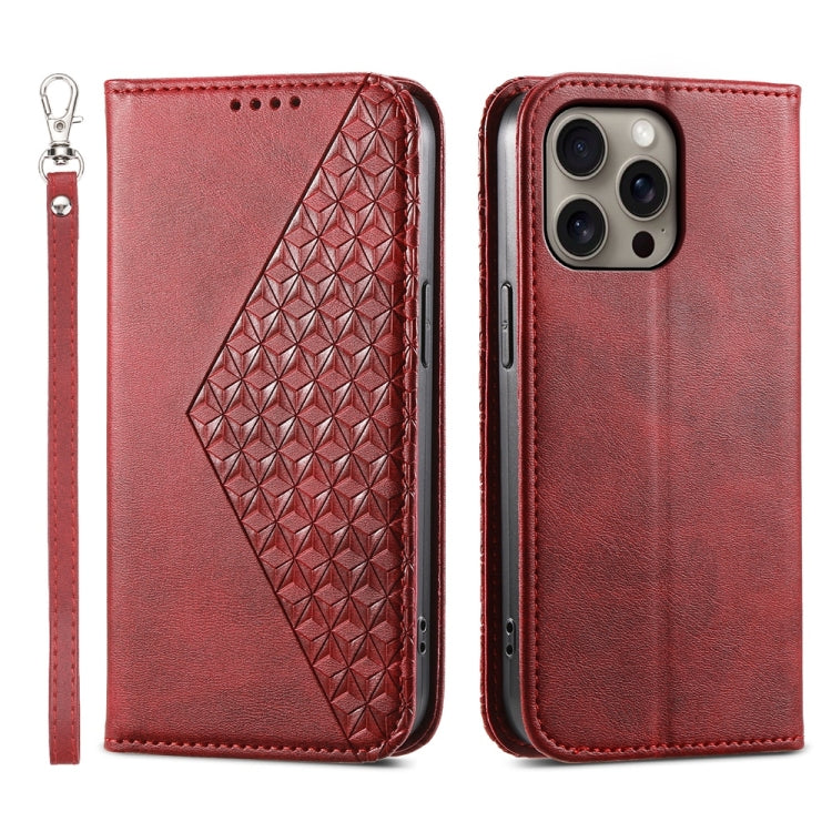 Cubic Grid Calf Texture Magnetic Leather Phone Case, For iPhone 17e / 16e, For iPhone 17 Pro Max, For iPhone 17 Pro, For iPhone 17, For iPhone Air, For iPhone 16 Pro Max, For iPhone 16 Pro, For iPhone 16 Plus