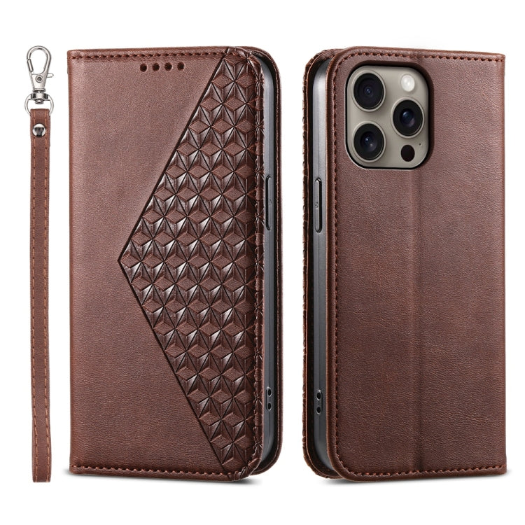 Cubic Grid Calf Texture Magnetic Leather Phone Case, For iPhone 17e / 16e, For iPhone 17 Pro Max, For iPhone 17 Pro, For iPhone 17, For iPhone Air, For iPhone 16 Pro Max, For iPhone 16 Pro, For iPhone 16 Plus