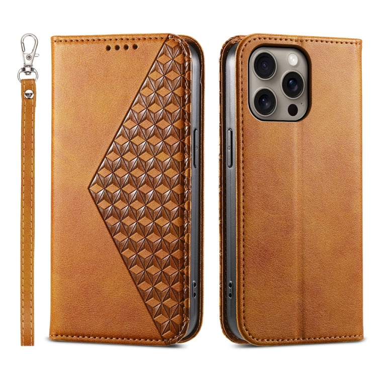 Cubic Grid Calf Texture Magnetic Leather Phone Case, For iPhone 17e / 16e, For iPhone 17 Pro Max, For iPhone 17 Pro, For iPhone 17, For iPhone Air, For iPhone 16 Pro Max, For iPhone 16 Pro, For iPhone 16 Plus