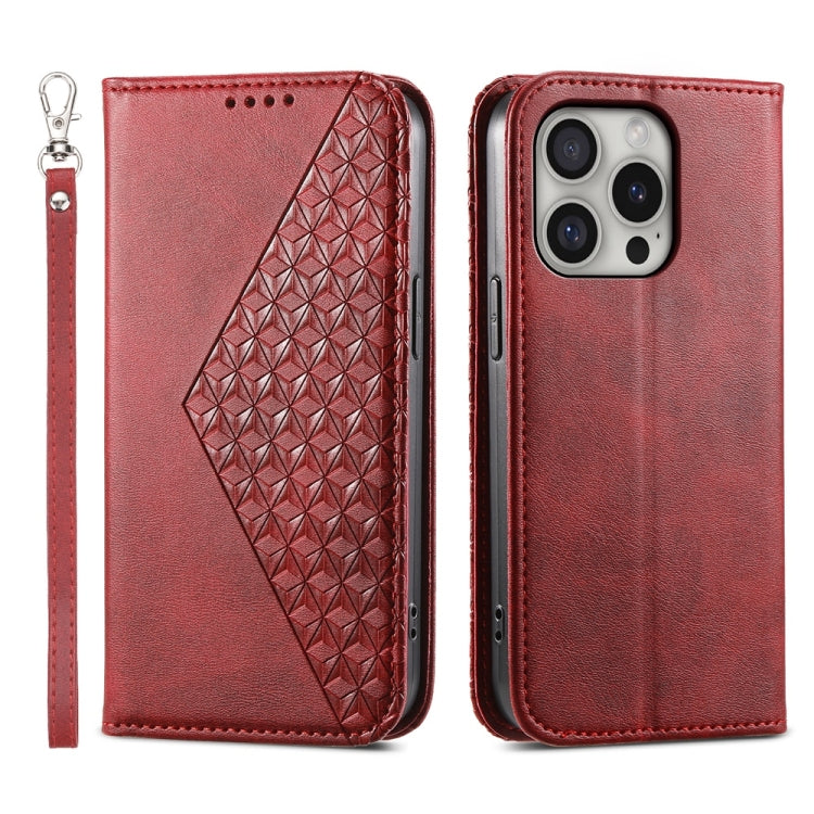 Cubic Grid Calf Texture Magnetic Leather Phone Case, For iPhone 17e / 16e, For iPhone 17 Pro Max, For iPhone 17 Pro, For iPhone 17, For iPhone Air, For iPhone 16 Pro Max, For iPhone 16 Pro, For iPhone 16 Plus