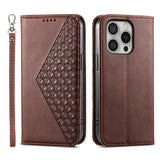 Cubic Grid Calf Texture Magnetic Leather Phone Case, For iPhone 17e / 16e, For iPhone 17 Pro Max, For iPhone 17 Pro, For iPhone 17, For iPhone Air, For iPhone 16 Pro Max, For iPhone 16 Pro, For iPhone 16 Plus