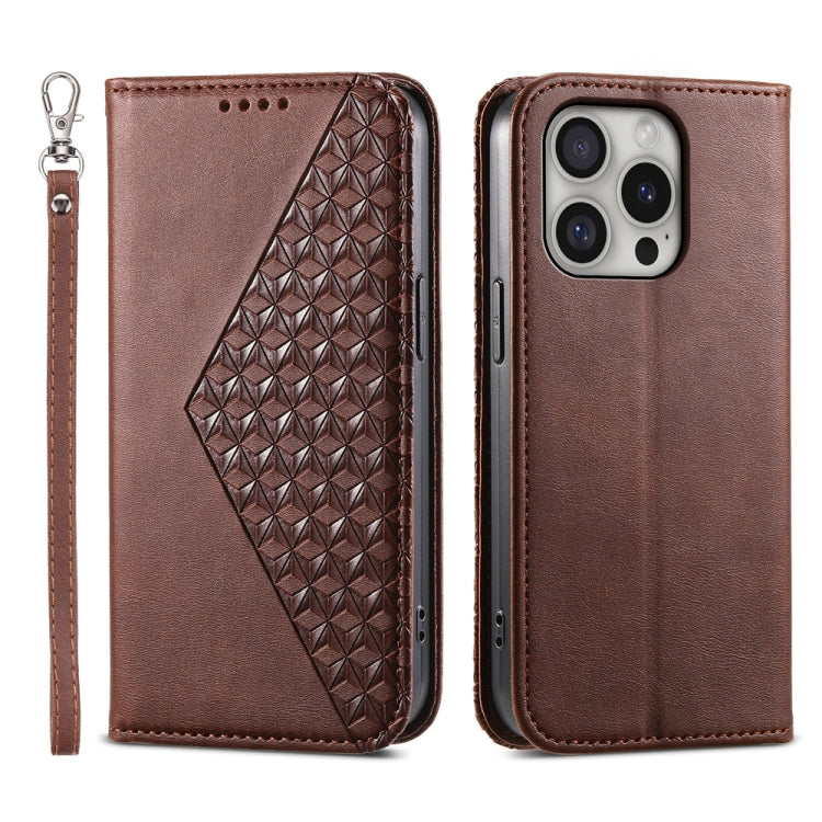 Cubic Grid Calf Texture Magnetic Leather Phone Case, For iPhone 17e / 16e, For iPhone 17 Pro Max, For iPhone 17 Pro, For iPhone 17, For iPhone Air, For iPhone 16 Pro Max, For iPhone 16 Pro, For iPhone 16 Plus