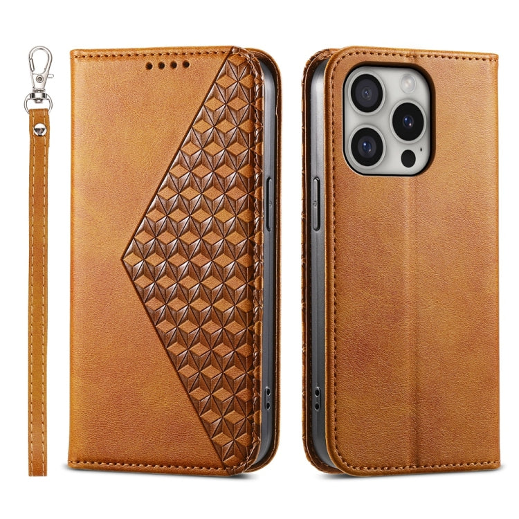 Cubic Grid Calf Texture Magnetic Leather Phone Case, For iPhone 17e / 16e, For iPhone 17 Pro Max, For iPhone 17 Pro, For iPhone 17, For iPhone Air, For iPhone 16 Pro Max, For iPhone 16 Pro, For iPhone 16 Plus
