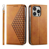 Cubic Grid Calf Texture Magnetic Leather Phone Case, For iPhone 17e / 16e, For iPhone 17 Pro Max, For iPhone 17 Pro, For iPhone 17, For iPhone Air, For iPhone 16 Pro Max, For iPhone 16 Pro, For iPhone 16 Plus