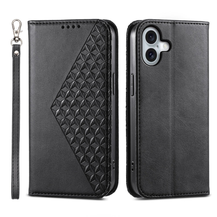 Cubic Grid Calf Texture Magnetic Leather Phone Case, For iPhone 17e / 16e, For iPhone 17 Pro Max, For iPhone 17 Pro, For iPhone 17, For iPhone Air, For iPhone 16 Pro Max, For iPhone 16 Pro, For iPhone 16 Plus