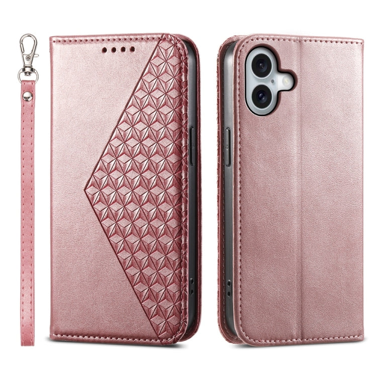 Cubic Grid Calf Texture Magnetic Leather Phone Case, For iPhone 17e / 16e, For iPhone 17 Pro Max, For iPhone 17 Pro, For iPhone 17, For iPhone Air, For iPhone 16 Pro Max, For iPhone 16 Pro, For iPhone 16 Plus