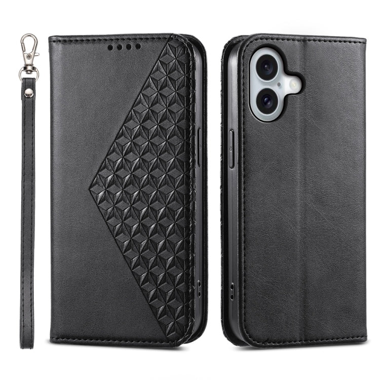 Cubic Grid Calf Texture Magnetic Leather Phone Case, For iPhone 16, For iPhone 15 Pro Max, For iPhone 15 Pro, For iPhone 15 Plus, For iPhone 15