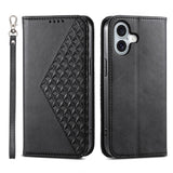 Cubic Grid Calf Texture Magnetic Leather Phone Case, For iPhone 16, For iPhone 15 Pro Max, For iPhone 15 Pro, For iPhone 15 Plus, For iPhone 15