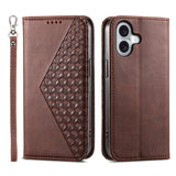 Cubic Grid Calf Texture Magnetic Leather Phone Case, For iPhone 16, For iPhone 15 Pro Max, For iPhone 15 Pro, For iPhone 15 Plus, For iPhone 15
