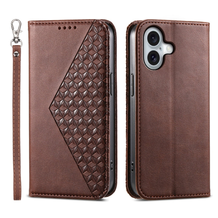 Cubic Grid Calf Texture Magnetic Leather Phone Case, For iPhone 16, For iPhone 15 Pro Max, For iPhone 15 Pro, For iPhone 15 Plus, For iPhone 15