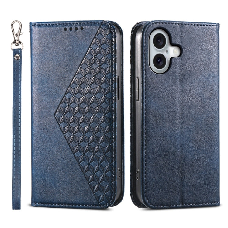 Cubic Grid Calf Texture Magnetic Leather Phone Case, For iPhone 16, For iPhone 15 Pro Max, For iPhone 15 Pro, For iPhone 15 Plus, For iPhone 15