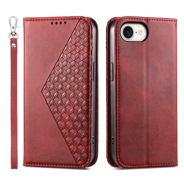 Cubic Grid Calf Texture Magnetic Leather Phone Case, For iPhone 17e / 16e, For iPhone 17 Pro Max, For iPhone 17 Pro, For iPhone 17, For iPhone Air, For iPhone 16 Pro Max, For iPhone 16 Pro, For iPhone 16 Plus