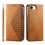Cubic Grid Calf Texture Magnetic Leather Phone Case, For iPhone 17e / 16e, For iPhone 17 Pro Max, For iPhone 17 Pro, For iPhone 17, For iPhone Air, For iPhone 16 Pro Max, For iPhone 16 Pro, For iPhone 16 Plus