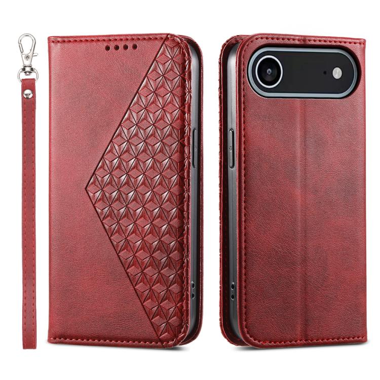 Cubic Grid Calf Texture Magnetic Leather Phone Case, For iPhone 17e / 16e, For iPhone 17 Pro Max, For iPhone 17 Pro, For iPhone 17, For iPhone Air, For iPhone 16 Pro Max, For iPhone 16 Pro, For iPhone 16 Plus