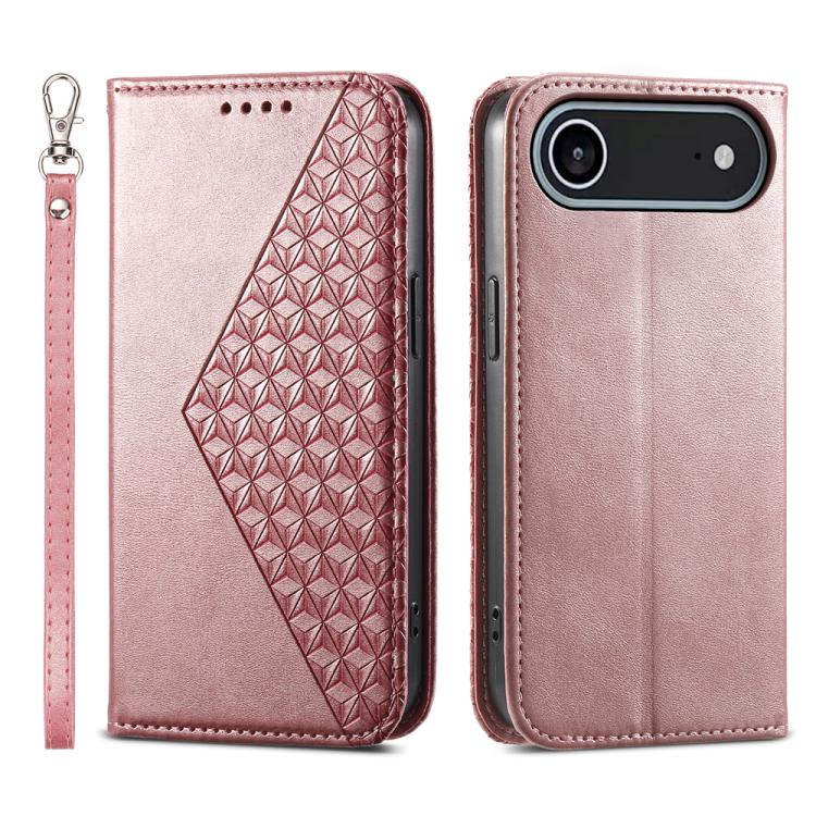 Cubic Grid Calf Texture Magnetic Leather Phone Case, For iPhone 17e / 16e, For iPhone 17 Pro Max, For iPhone 17 Pro, For iPhone 17, For iPhone Air, For iPhone 16 Pro Max, For iPhone 16 Pro, For iPhone 16 Plus
