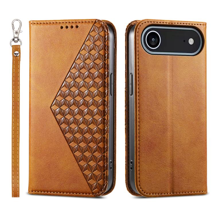 Cubic Grid Calf Texture Magnetic Leather Phone Case, For iPhone 17e / 16e, For iPhone 17 Pro Max, For iPhone 17 Pro, For iPhone 17, For iPhone Air, For iPhone 16 Pro Max, For iPhone 16 Pro, For iPhone 16 Plus