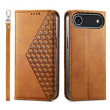 Cubic Grid Calf Texture Magnetic Leather Phone Case, For iPhone 17e / 16e, For iPhone 17 Pro Max, For iPhone 17 Pro, For iPhone 17, For iPhone Air, For iPhone 16 Pro Max, For iPhone 16 Pro, For iPhone 16 Plus