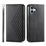 Cubic Grid Calf Texture Magnetic Leather Phone Case, For iPhone 17e / 16e, For iPhone 17 Pro Max, For iPhone 17 Pro, For iPhone 17, For iPhone Air, For iPhone 16 Pro Max, For iPhone 16 Pro, For iPhone 16 Plus