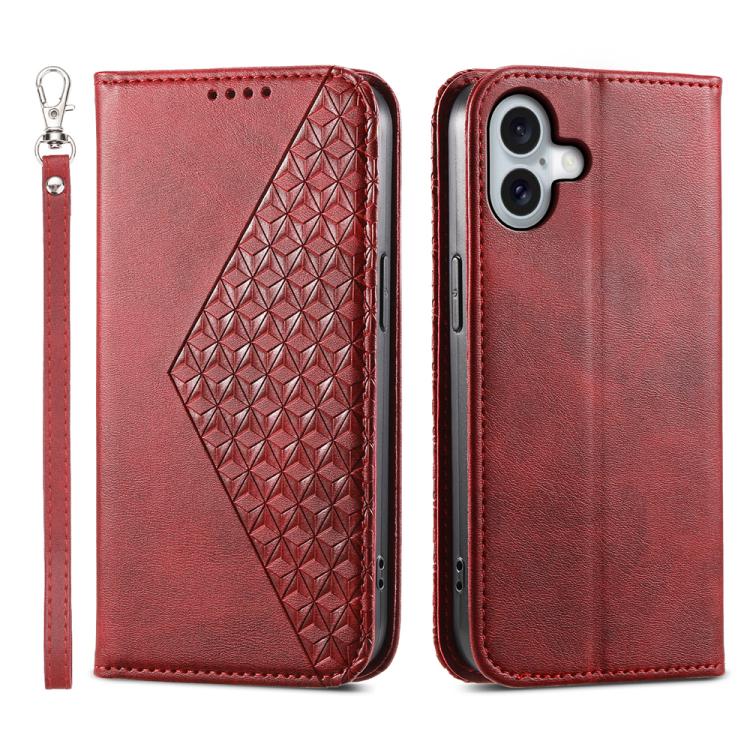 Cubic Grid Calf Texture Magnetic Leather Phone Case, For iPhone 17e / 16e, For iPhone 17 Pro Max, For iPhone 17 Pro, For iPhone 17, For iPhone Air, For iPhone 16 Pro Max, For iPhone 16 Pro, For iPhone 16 Plus