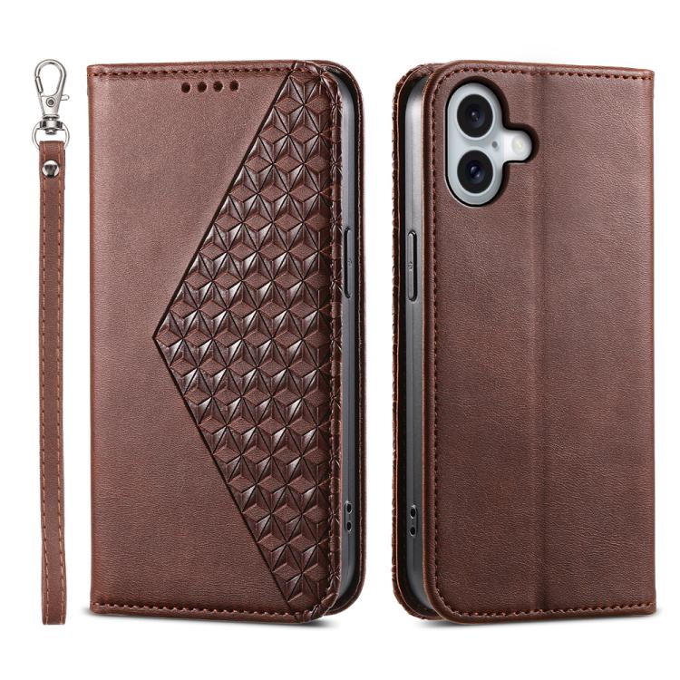 Cubic Grid Calf Texture Magnetic Leather Phone Case, For iPhone 17e / 16e, For iPhone 17 Pro Max, For iPhone 17 Pro, For iPhone 17, For iPhone Air, For iPhone 16 Pro Max, For iPhone 16 Pro, For iPhone 16 Plus