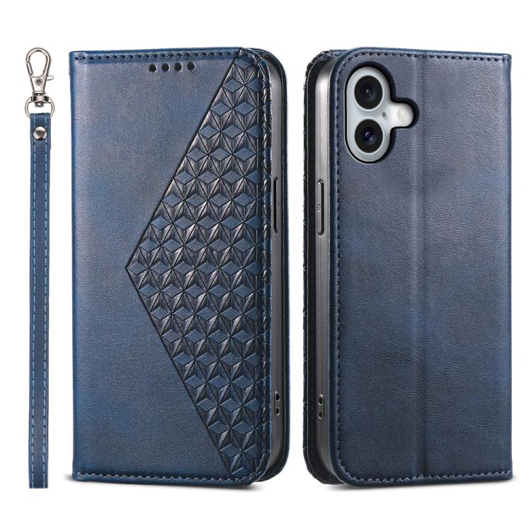 Cubic Grid Calf Texture Magnetic Leather Phone Case, For iPhone 17e / 16e, For iPhone 17 Pro Max, For iPhone 17 Pro, For iPhone 17, For iPhone Air, For iPhone 16 Pro Max, For iPhone 16 Pro, For iPhone 16 Plus