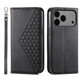Cubic Grid Calf Texture Magnetic Leather Phone Case, For iPhone 17e / 16e, For iPhone 17 Pro Max, For iPhone 17 Pro, For iPhone 17, For iPhone Air, For iPhone 16 Pro Max, For iPhone 16 Pro, For iPhone 16 Plus