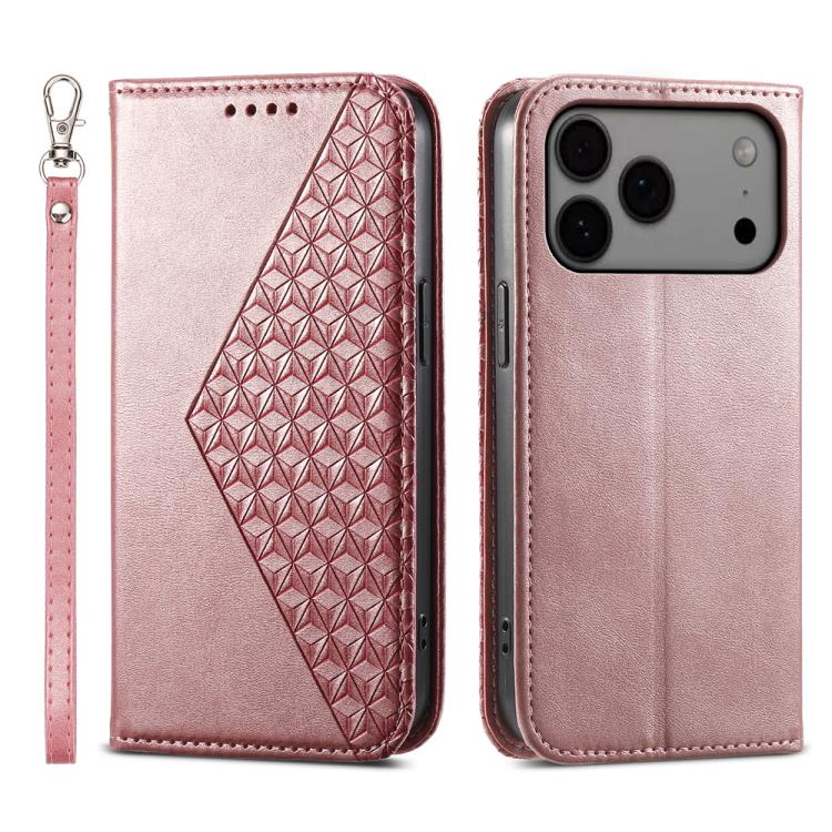 Cubic Grid Calf Texture Magnetic Leather Phone Case, For iPhone 17e / 16e, For iPhone 17 Pro Max, For iPhone 17 Pro, For iPhone 17, For iPhone Air, For iPhone 16 Pro Max, For iPhone 16 Pro, For iPhone 16 Plus