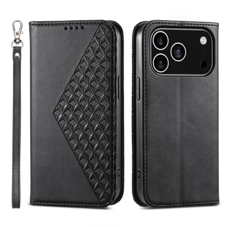 Cubic Grid Calf Texture Magnetic Leather Phone Case, For iPhone 17e / 16e, For iPhone 17 Pro Max, For iPhone 17 Pro, For iPhone 17, For iPhone Air, For iPhone 16 Pro Max, For iPhone 16 Pro, For iPhone 16 Plus