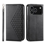 Cubic Grid Calf Texture Magnetic Leather Phone Case, For iPhone 17e / 16e, For iPhone 17 Pro Max, For iPhone 17 Pro, For iPhone 17, For iPhone Air, For iPhone 16 Pro Max, For iPhone 16 Pro, For iPhone 16 Plus