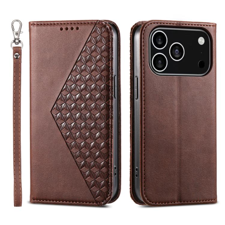 Cubic Grid Calf Texture Magnetic Leather Phone Case, For iPhone 17e / 16e, For iPhone 17 Pro Max, For iPhone 17 Pro, For iPhone 17, For iPhone Air, For iPhone 16 Pro Max, For iPhone 16 Pro, For iPhone 16 Plus