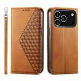 Cubic Grid Calf Texture Magnetic Leather Phone Case, For iPhone 17e / 16e, For iPhone 17 Pro Max, For iPhone 17 Pro, For iPhone 17, For iPhone Air, For iPhone 16 Pro Max, For iPhone 16 Pro, For iPhone 16 Plus