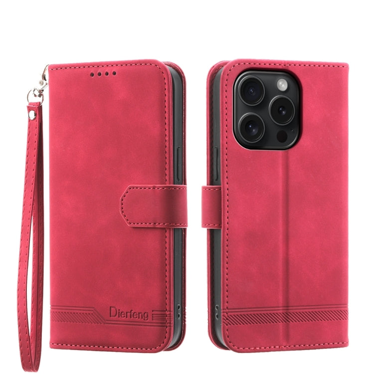 Dierfeng Dream Line TPU Hybrid PU Leather Phone Case, For iPhone 16, For iPhone 15 Pro Max, For iPhone 15 Pro, For iPhone 15 Plus, For iPhone 15