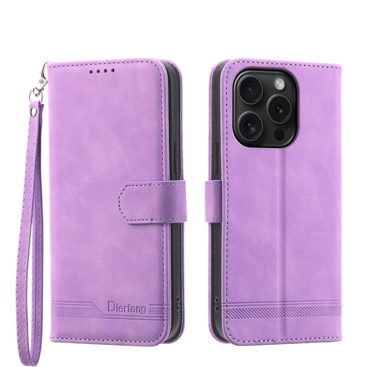 Dierfeng Dream Line TPU Hybrid PU Leather Phone Case, For iPhone 16, For iPhone 15 Pro Max, For iPhone 15 Pro, For iPhone 15 Plus, For iPhone 15