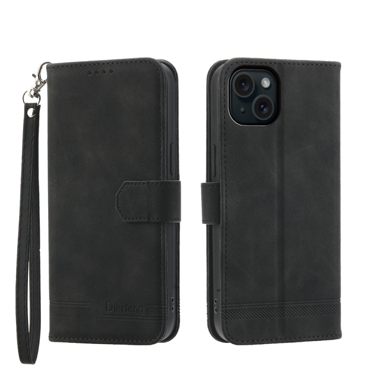 Dierfeng Dream Line TPU Hybrid PU Leather Phone Case, For iPhone 16, For iPhone 15 Pro Max, For iPhone 15 Pro, For iPhone 15 Plus, For iPhone 15