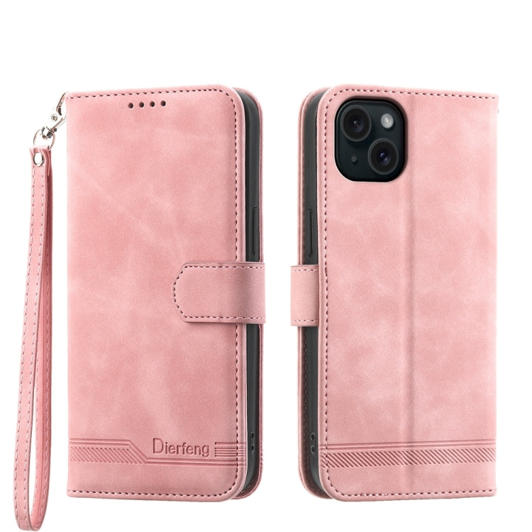 Dierfeng Dream Line TPU Hybrid PU Leather Phone Case, For iPhone 16, For iPhone 15 Pro Max, For iPhone 15 Pro, For iPhone 15 Plus, For iPhone 15