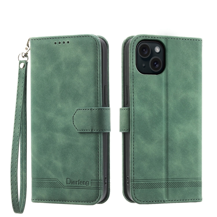 Dierfeng Dream Line TPU Hybrid PU Leather Phone Case, For iPhone 16, For iPhone 15 Pro Max, For iPhone 15 Pro, For iPhone 15 Plus, For iPhone 15