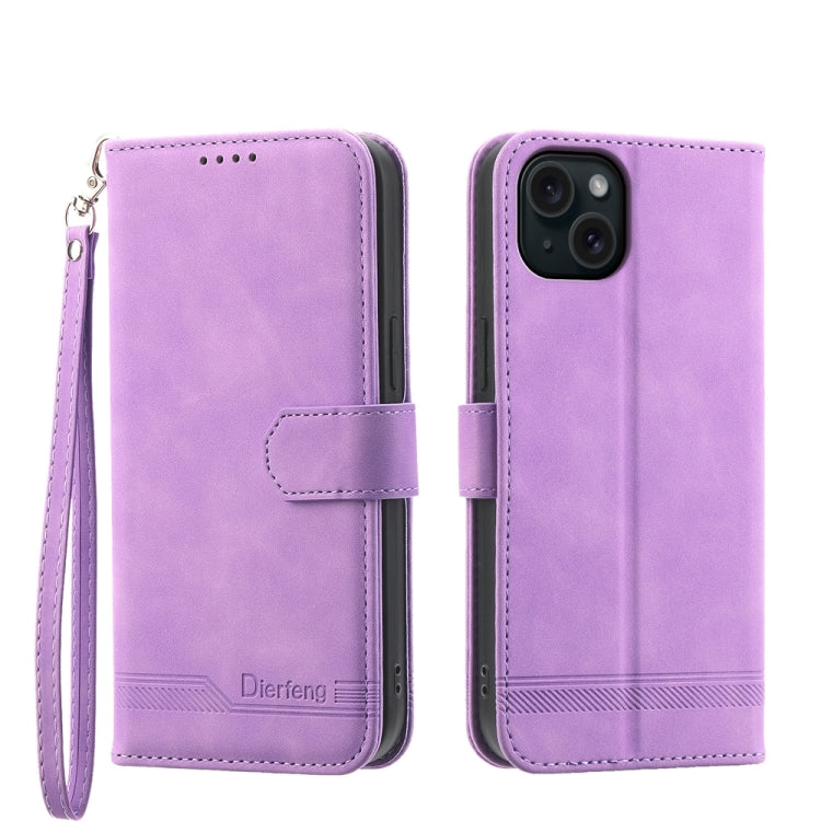 Dierfeng Dream Line TPU Hybrid PU Leather Phone Case, For iPhone 16, For iPhone 15 Pro Max, For iPhone 15 Pro, For iPhone 15 Plus, For iPhone 15