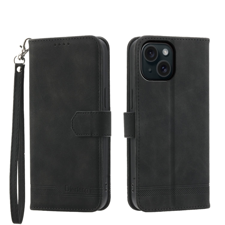 Dierfeng Dream Line TPU Hybrid PU Leather Phone Case, For iPhone 16, For iPhone 15 Pro Max, For iPhone 15 Pro, For iPhone 15 Plus, For iPhone 15