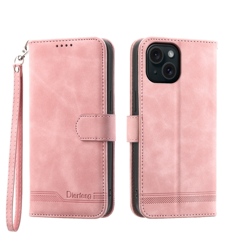 Dierfeng Dream Line TPU Hybrid PU Leather Phone Case, For iPhone 16, For iPhone 15 Pro Max, For iPhone 15 Pro, For iPhone 15 Plus, For iPhone 15