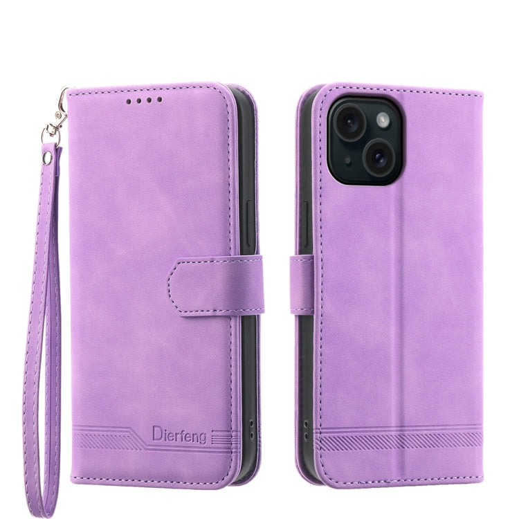 Dierfeng Dream Line TPU Hybrid PU Leather Phone Case, For iPhone 16, For iPhone 15 Pro Max, For iPhone 15 Pro, For iPhone 15 Plus, For iPhone 15