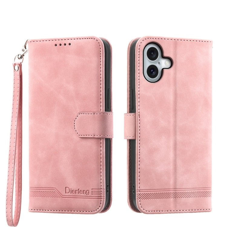 Dierfeng Dream Line TPU Hybrid PU Leather Phone Case, For iPhone 17 Pro Max, For iPhone 17 Pro, For iPhone 17, For iPhone Air, For iPhone 16e, For iPhone 16 Pro Max, For iPhone 16 Pro, For iPhone 16 Plus