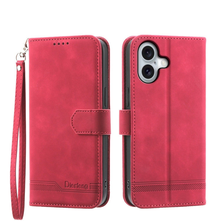 Dierfeng Dream Line TPU Hybrid PU Leather Phone Case, For iPhone 16, For iPhone 15 Pro Max, For iPhone 15 Pro, For iPhone 15 Plus, For iPhone 15