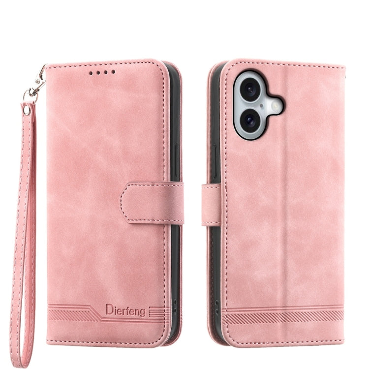 Dierfeng Dream Line TPU Hybrid PU Leather Phone Case, For iPhone 16, For iPhone 15 Pro Max, For iPhone 15 Pro, For iPhone 15 Plus, For iPhone 15