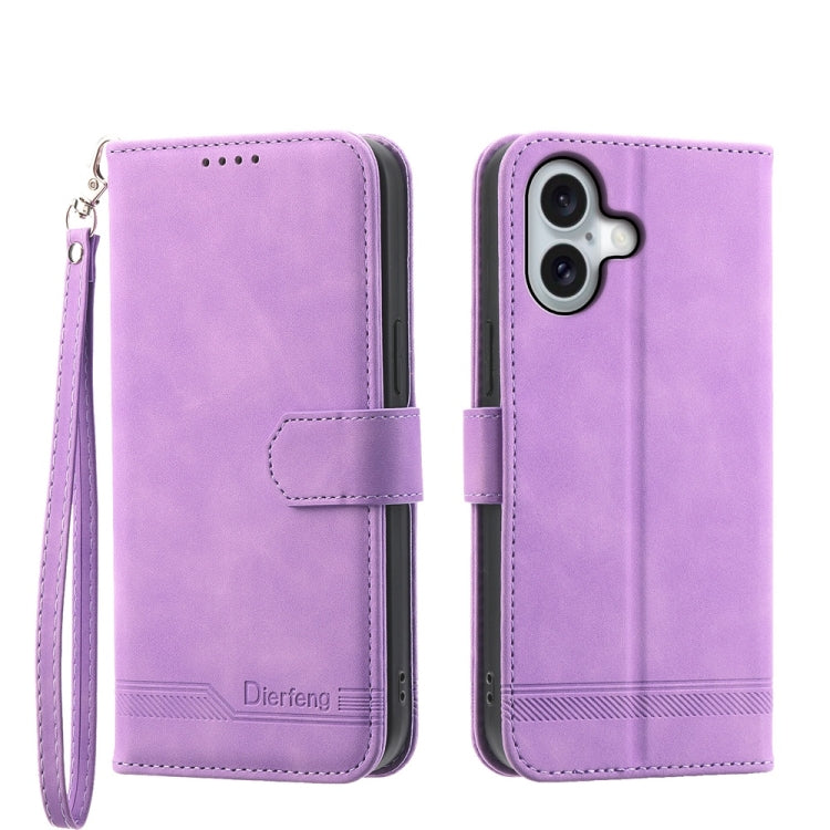Dierfeng Dream Line TPU Hybrid PU Leather Phone Case, For iPhone 16, For iPhone 15 Pro Max, For iPhone 15 Pro, For iPhone 15 Plus, For iPhone 15