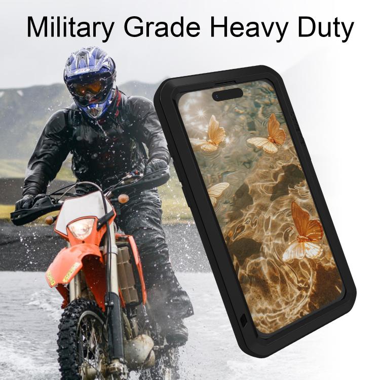 LOVE MEI Metal Shockproof Life Waterproof Dustproof Phone Case, For iPhone 17 Pro Max, For iPhone 17 Pro, For iPhone 17, For iPhone 16 Pro Max, For iPhone 16 Pro, For iPhone 16, For iPhone 15 Pro Max, For iPhone 15 Pro