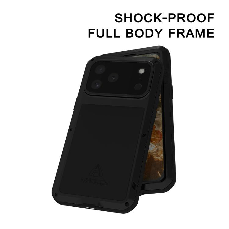 LOVE MEI Metal Shockproof Life Waterproof Dustproof Phone Case, For iPhone 17 Pro Max, For iPhone 17 Pro, For iPhone 17, For iPhone 16 Pro Max, For iPhone 16 Pro, For iPhone 16, For iPhone 15 Pro Max, For iPhone 15 Pro